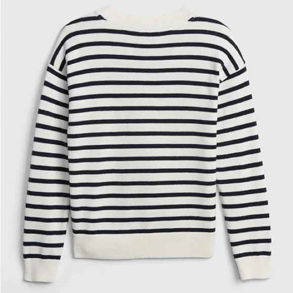 GAP Classic VintageSoft Wedge Crewneck Sweatshirt Navy & White Striped Shirt XS - Picture 1 of 7